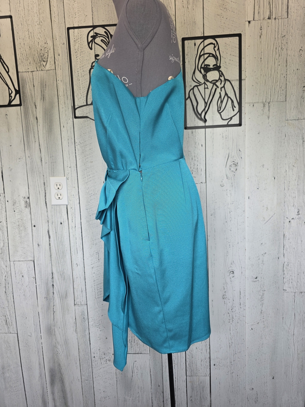 NWT BCBGeneration Teal One-Shoulder Ruffle Dress – Size 12 - Picture 5 of 16